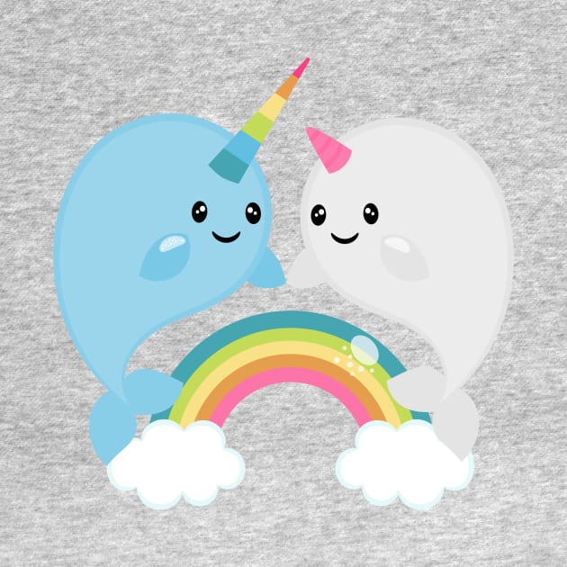 Rainbow Narwhals by JessicaSawyerDesign